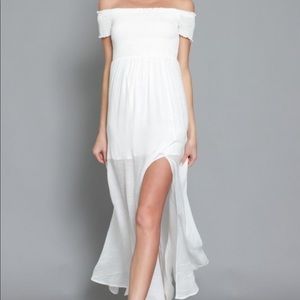 AAKAA off the shoulder white maxi dress